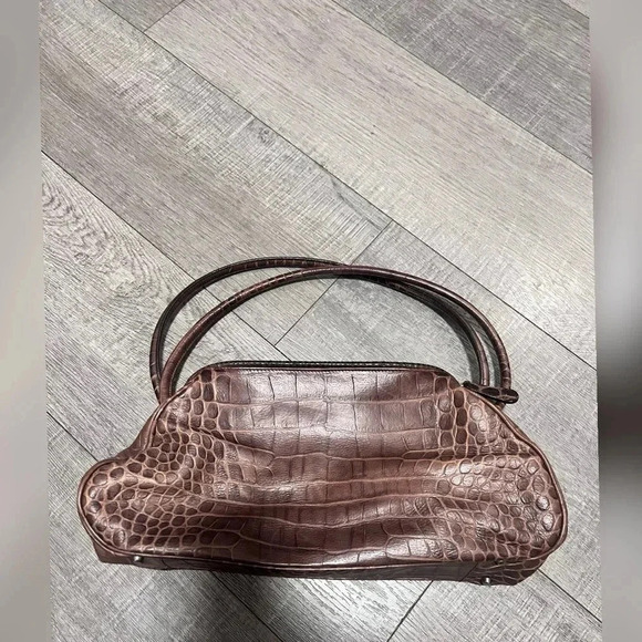 90s Y2k Furla small crocodile brown shoulder bag TRENDING LIKE NEW - Picture 5 of 5